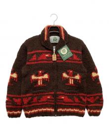 CANADIAN SWEATER（カナディアンセーター）の古着「厚手カーディガン」｜レッド×ブラウン