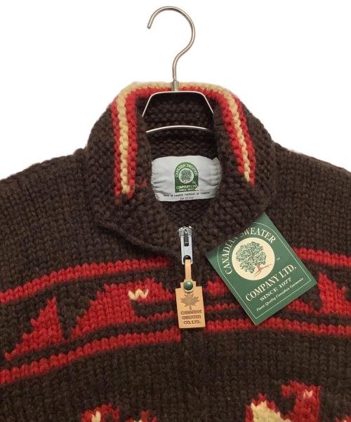 CANADIAN SWEATER（カナディアンセーター）CANADIAN SWEATER (カナディアンセーター) 厚手カーディガン レッド×ブラウン サイズ:38 未使用品の古着・服飾アイテム