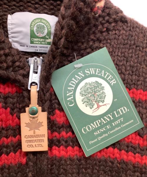 CANADIAN SWEATER（カナディアンセーター）CANADIAN SWEATER (カナディアンセーター) 厚手カーディガン レッド×ブラウン サイズ:38 未使用品の古着・服飾アイテム