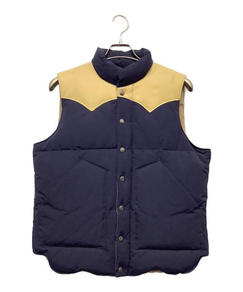 SUGAR CANE（シュガーケーン）SUGAR CANE (シュガーケーン) レザーヨークダウンベスト ネイビー×ベージュ サイズ:Mの古着・服飾アイテム