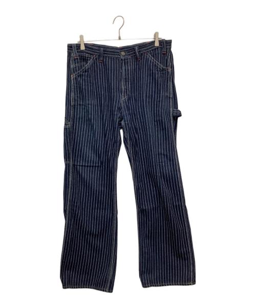 THE FLAT HEAD（ザ・フラットヘッド）THE FLAT HEAD (ザ・フラットヘッド) ストライプパンツ ネイビー サイズ:36の古着・服飾アイテム