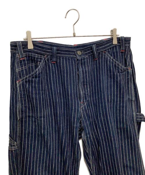 THE FLAT HEAD（ザ・フラットヘッド）THE FLAT HEAD (ザ・フラットヘッド) ストライプパンツ ネイビー サイズ:36の古着・服飾アイテム