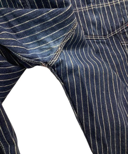 THE FLAT HEAD（ザ・フラットヘッド）THE FLAT HEAD (ザ・フラットヘッド) ストライプパンツ ネイビー サイズ:36の古着・服飾アイテム