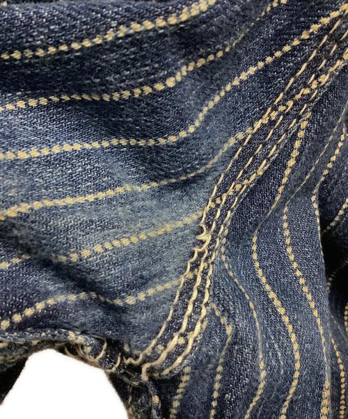 THE FLAT HEAD（ザ・フラットヘッド）THE FLAT HEAD (ザ・フラットヘッド) ストライプパンツ ネイビー サイズ:36の古着・服飾アイテム