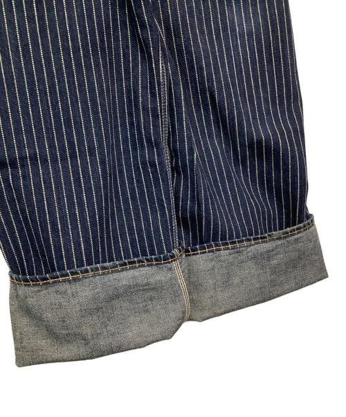 THE FLAT HEAD（ザ・フラットヘッド）THE FLAT HEAD (ザ・フラットヘッド) ストライプパンツ ネイビー サイズ:36の古着・服飾アイテム