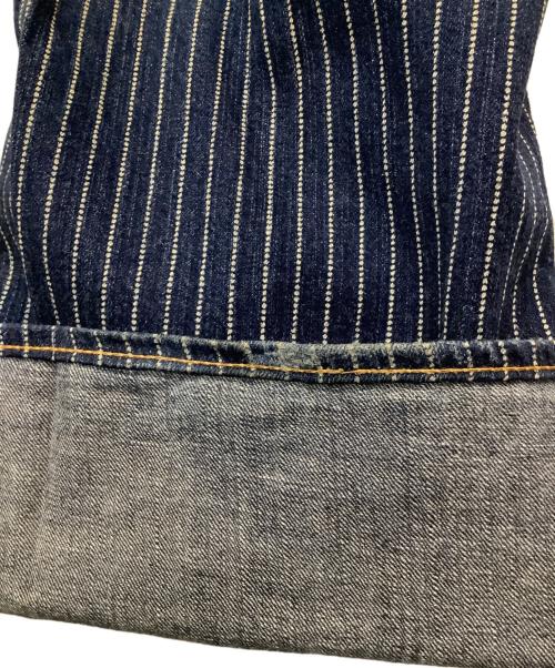 THE FLAT HEAD（ザ・フラットヘッド）THE FLAT HEAD (ザ・フラットヘッド) ストライプパンツ ネイビー サイズ:36の古着・服飾アイテム