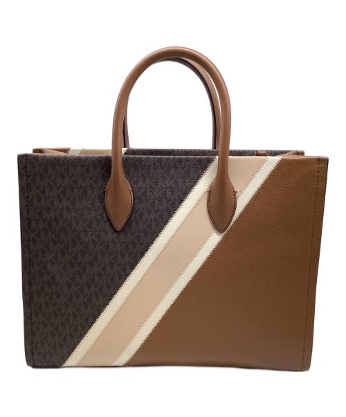 MICHAEL KORS（マイケル・コース）MICHAEL KORS (マイケル・コース) 2WAYトートバッグ ブラウン×ベージュの古着・服飾アイテム