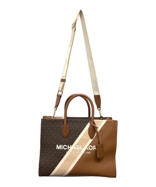 MICHAEL KORS（マイケル・コース）MICHAEL KORS (マイケル・コース) 2WAYトートバッグ ブラウン×ベージュの古着・服飾アイテム