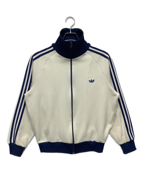 adidas（アディダス）adidas (アディダス) トラックジャケット　アディダス　デサント アイボリー×ブルー サイズ:3号の古着・服飾アイテム