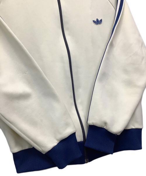 adidas（アディダス）adidas (アディダス) トラックジャケット　アディダス　デサント アイボリー×ブルー サイズ:3号の古着・服飾アイテム