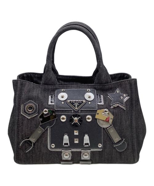 PRADA（プラダ）PRADA (プラダ) デニムロボットカナパハンドバッグ ブラックの古着・服飾アイテム