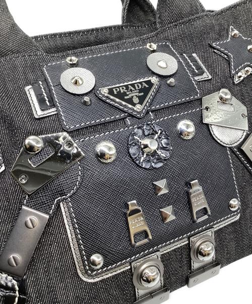 PRADA（プラダ）PRADA (プラダ) デニムロボットカナパハンドバッグ ブラックの古着・服飾アイテム