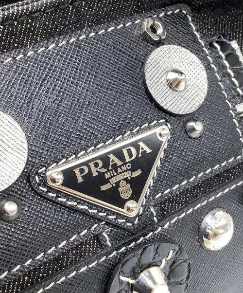 PRADA（プラダ）PRADA (プラダ) デニムロボットカナパハンドバッグ ブラックの古着・服飾アイテム