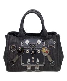 PRADA（プラダ）の古着「デニムロボットカナパハンドバッグ」｜ブラック