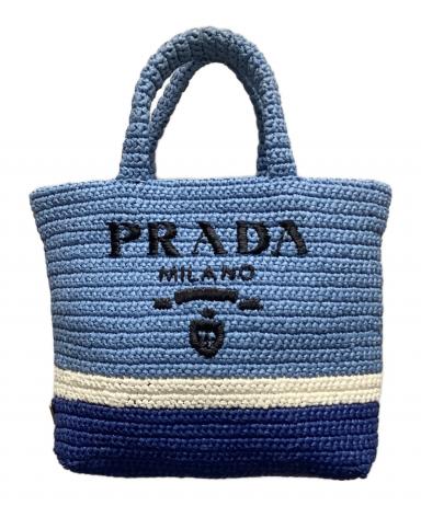【最終お値下げ】PRADA ノベルティ ストライプ トートバッグ 中古・古着通販】PRADA (プラダ) ストライプラフィアスモールトート