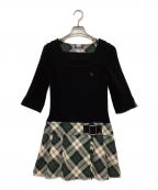 BURBERRY BLUE LABELバーバリー ブルー レーベル）の古着「半袖ワンピース」｜ブラック×グリーン