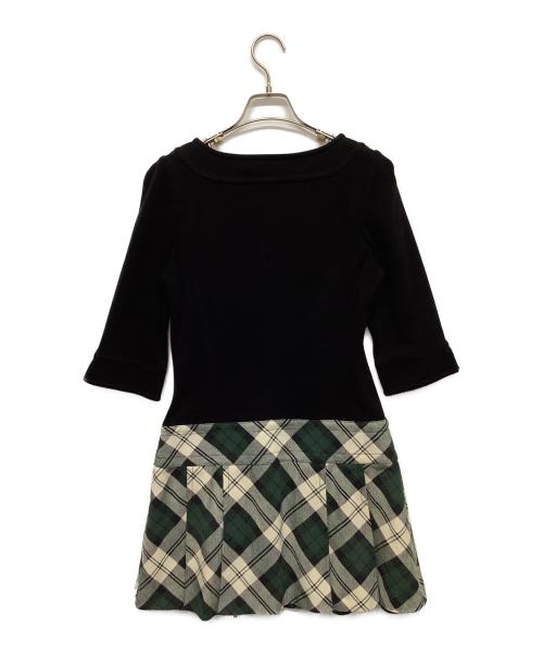 BURBERRY BLUE LABEL（バーバリー ブルー レーベル）BURBERRY BLUE LABEL (バーバリー ブルー レーベル) 半袖ワンピース ブラック×グリーン サイズ:38の古着・服飾アイテム