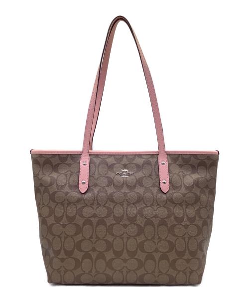 COACH（コーチ）COACH (コーチ) トートバッグ ベージュ×ピンクの古着・服飾アイテム