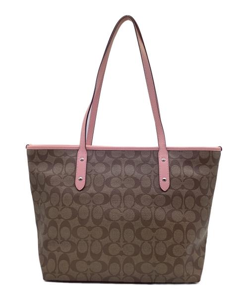 COACH（コーチ）COACH (コーチ) トートバッグ ベージュ×ピンクの古着・服飾アイテム
