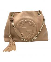 GUCCI（グッチ）の古着「インターロッキングGチェーンショルダーバッグ」｜ベージュ