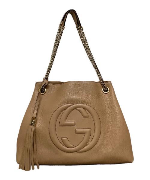 GUCCI（グッチ）GUCCI (グッチ) インターロッキングGチェーンショルダーバッグ ベージュの古着・服飾アイテム