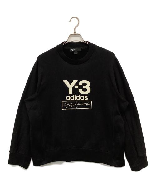 Y-3（ワイスリー）Y-3 (ワイスリー) プリントスウェット　STACKED LOGO CREW SWEATER ブラック サイズ:Mの古着・服飾アイテム