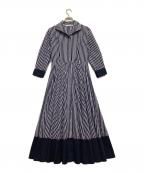 JENNEジェンヌ）の古着「長袖ワンピース」｜ネイビー×ホワイト