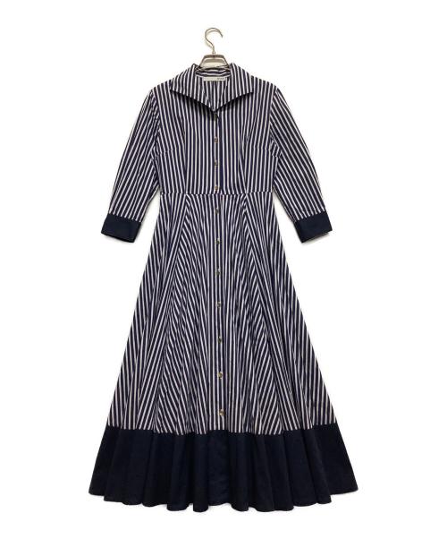 JENNE（ジェンヌ）JENNE (ジェンヌ) 長袖ワンピース ネイビー×ホワイト サイズ:Mの古着・服飾アイテム
