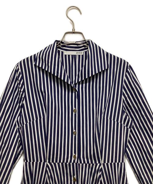 JENNE（ジェンヌ）JENNE (ジェンヌ) 長袖ワンピース ネイビー×ホワイト サイズ:Mの古着・服飾アイテム