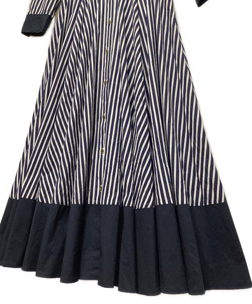 JENNE（ジェンヌ）JENNE (ジェンヌ) 長袖ワンピース ネイビー×ホワイト サイズ:Mの古着・服飾アイテム
