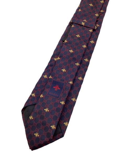 GUCCI（グッチ）GUCCI (グッチ) ネクタイ ネイビー×レッド サイズ:148x7cmの古着・服飾アイテム