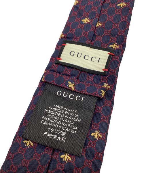 GUCCI（グッチ）GUCCI (グッチ) ネクタイ ネイビー×レッド サイズ:148x7cmの古着・服飾アイテム