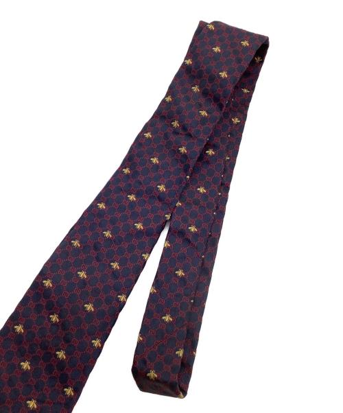 GUCCI（グッチ）GUCCI (グッチ) ネクタイ ネイビー×レッド サイズ:148x7cmの古着・服飾アイテム