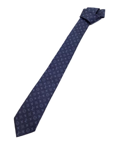 LOUIS VUITTON（ルイ ヴィトン）LOUIS VUITTON (ルイ ヴィトン) シルクネクタイ　クラヴァット ホワット ア モノグラム・ネクタイ ネイビー サイズ:記載無しの古着・服飾アイテム