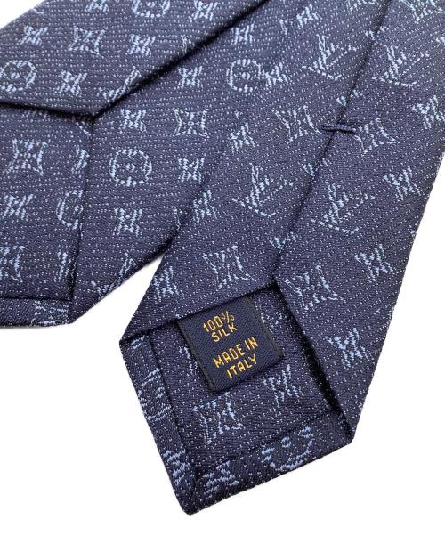 LOUIS VUITTON（ルイ ヴィトン）LOUIS VUITTON (ルイ ヴィトン) シルクネクタイ　クラヴァット ホワット ア モノグラム・ネクタイ ネイビー サイズ:記載無しの古着・服飾アイテム