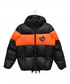 DSQUARED2ディースクエアード）の古着「Nylon Hooded Puffer」｜ブラック×オレンジ