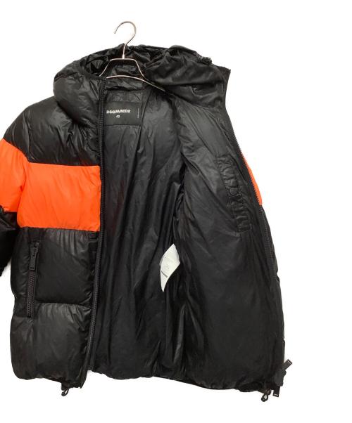 DSQUARED2（ディースクエアード）DSQUARED2 (ディースクエアード) Nylon Hooded Puffer ブラック×オレンジ サイズ:42の古着・服飾アイテム