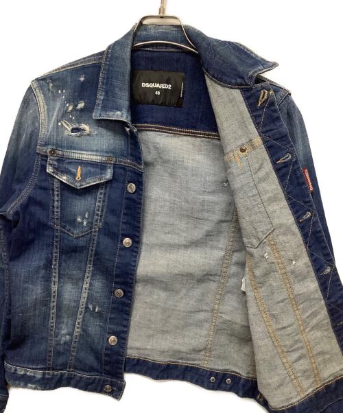DSQUARED2（ディースクエアード）DSQUARED2 (ディースクエアード) ダメージ加工ウォッシュドデニムジャケット サイズ:48の古着・服飾アイテム
