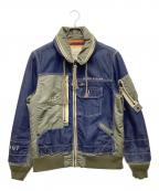AVIREXアヴィレックス）の古着「TYPE BLUE タイプブルーコンビネーション カスタムデニムジャケット」｜グリーン×インディゴ