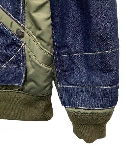 AVIREX（アヴィレックス）AVIREX (アヴィレックス) TYPE BLUE タイプブルーコンビネーション カスタムデニムジャケット グリーン×インディゴ サイズ:XLの古着・服飾アイテム