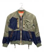 AVIREXアヴィレックス）の古着「DENIM CUSTOM FLIGHT JACKET」｜グリーン×インディゴ