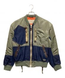 AVIREX（アヴィレックス）の古着「DENIM CUSTOM FLIGHT JACKET」｜グリーン×インディゴ