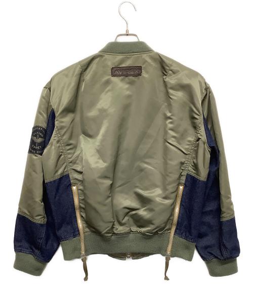 AVIREX（アヴィレックス）AVIREX (アヴィレックス) DENIM CUSTOM FLIGHT JACKET グリーン×インディゴ サイズ:Ｍの古着・服飾アイテム