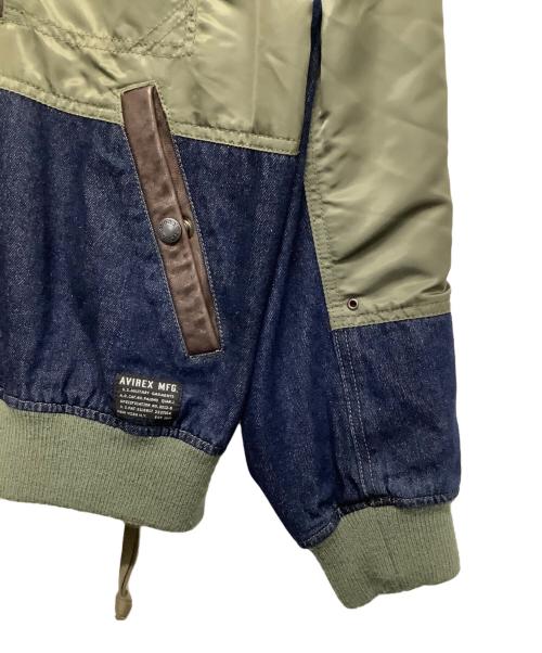 AVIREX（アヴィレックス）AVIREX (アヴィレックス) DENIM CUSTOM FLIGHT JACKET グリーン×インディゴ サイズ:Ｍの古着・服飾アイテム