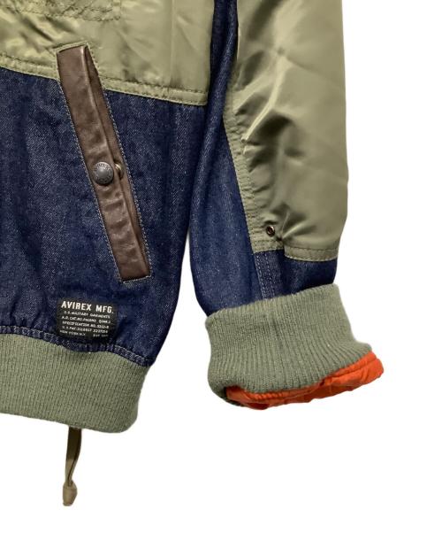 AVIREX（アヴィレックス）AVIREX (アヴィレックス) DENIM CUSTOM FLIGHT JACKET グリーン×インディゴ サイズ:Ｍの古着・服飾アイテム