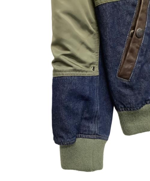 AVIREX（アヴィレックス）AVIREX (アヴィレックス) DENIM CUSTOM FLIGHT JACKET グリーン×インディゴ サイズ:Ｍの古着・服飾アイテム