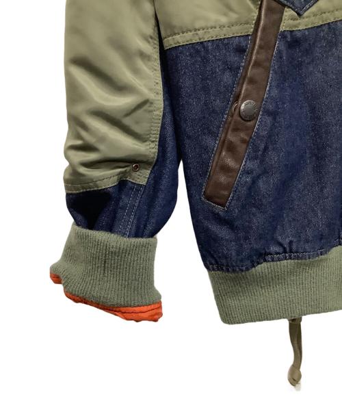 AVIREX（アヴィレックス）AVIREX (アヴィレックス) DENIM CUSTOM FLIGHT JACKET グリーン×インディゴ サイズ:Ｍの古着・服飾アイテム
