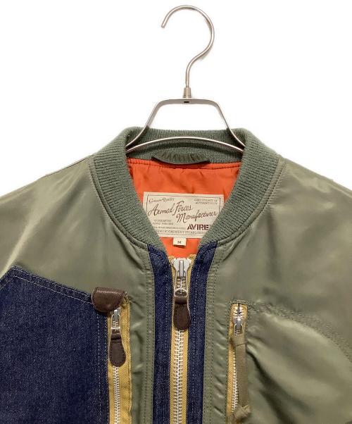 AVIREX（アヴィレックス）AVIREX (アヴィレックス) DENIM CUSTOM FLIGHT JACKET グリーン×インディゴ サイズ:Ｍの古着・服飾アイテム