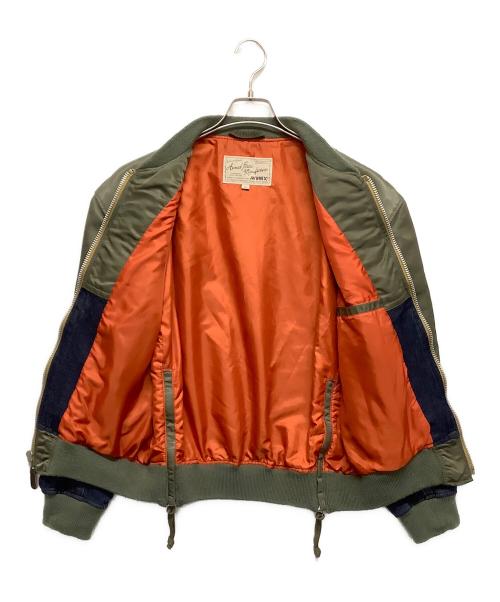 AVIREX（アヴィレックス）AVIREX (アヴィレックス) DENIM CUSTOM FLIGHT JACKET グリーン×インディゴ サイズ:Ｍの古着・服飾アイテム
