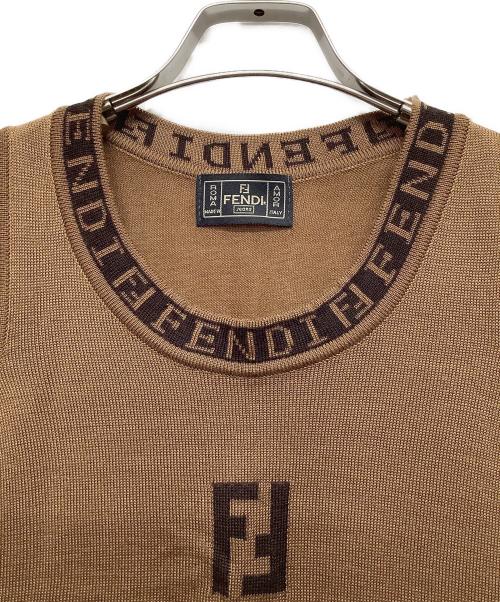 FENDI JEANS（フェンディ ジーンズ）FENDI JEANS (フェンディ ジーンズ) ノースリーブカットソー ブラウン サイズ:FREEの古着・服飾アイテム